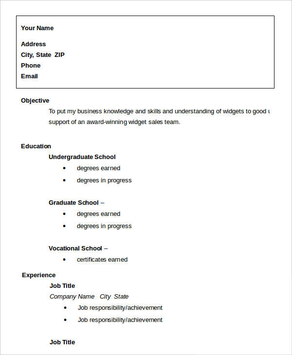 college student resume template