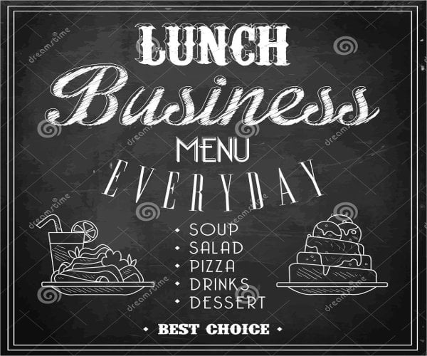 chalkboard lunch business menu