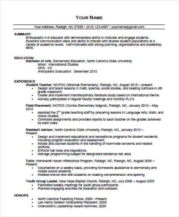 resume template for retired teacher