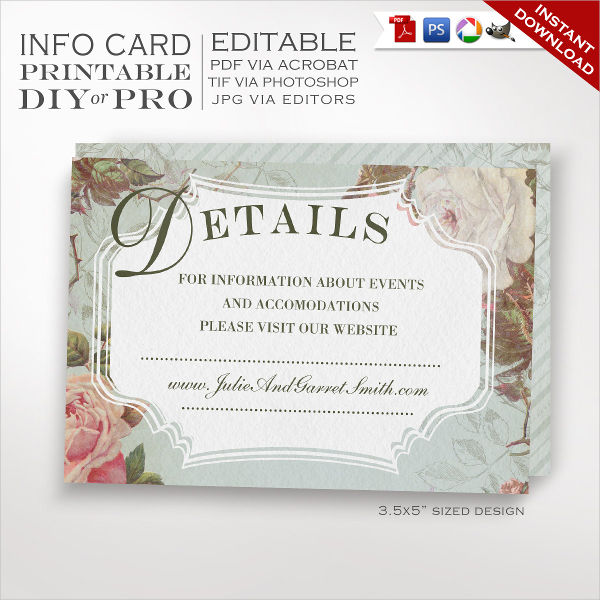 wedding website business card