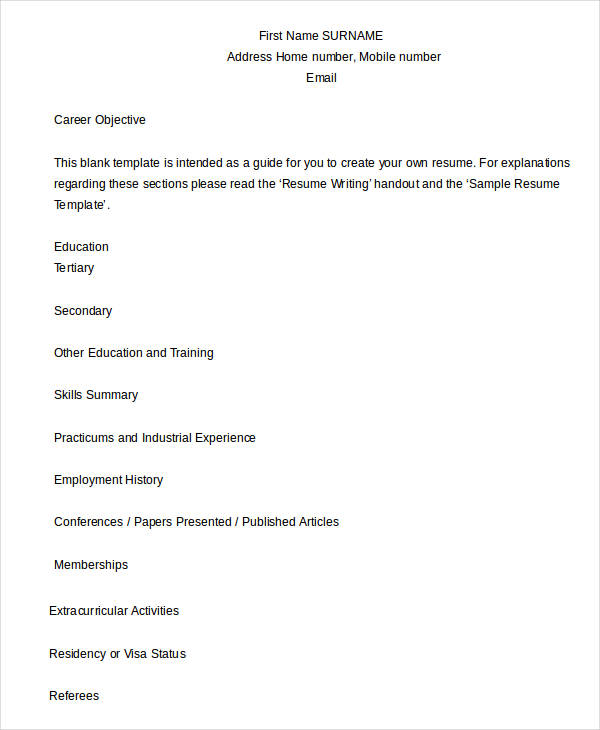 blank job resume template1