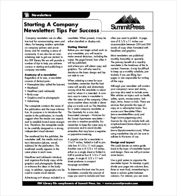 company newsletter template pdf format2 min