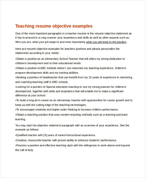 Teacher Resume Examples 23 Free Word Pdf Documents Download