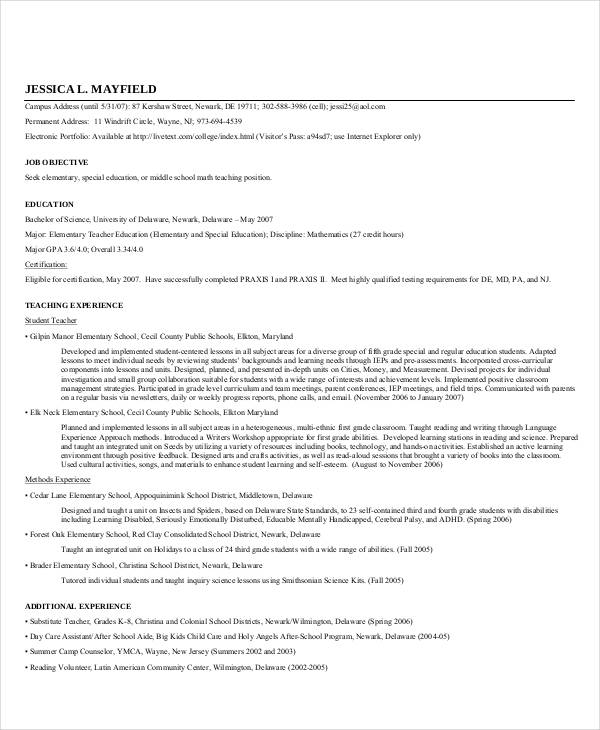 Teacher Resume Examples - 26+ Free Word, PDF Documents Download