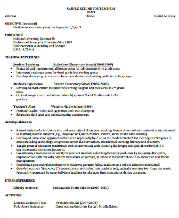 40+ Modern Teacher Resume Templates - PDF, DOC