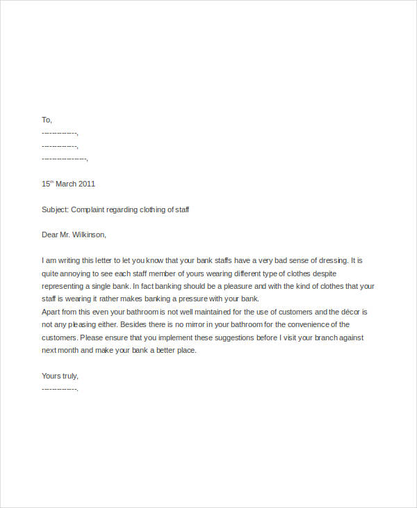 Complaint Letter Templates In Word 28 Free Word Pdf Documents