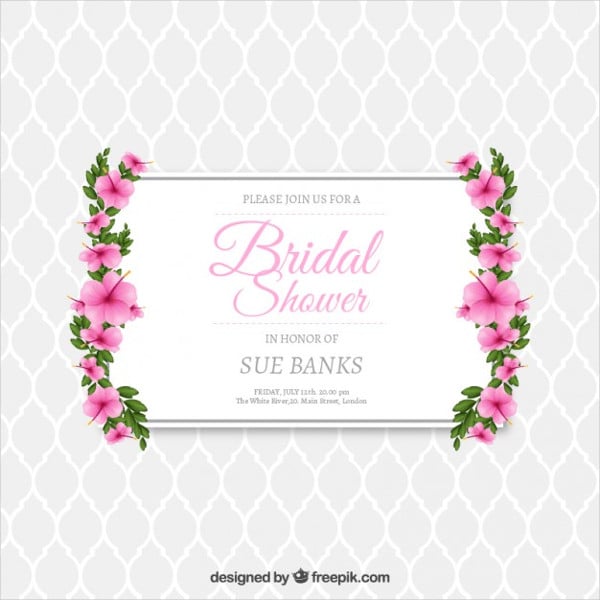 pink floral bridal shower invitation