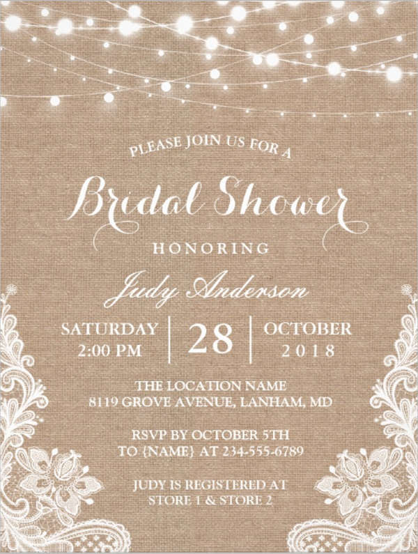 rustic burlap bridal shower invitation