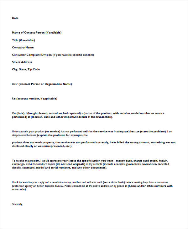 75+ Complaint Letters in PDF