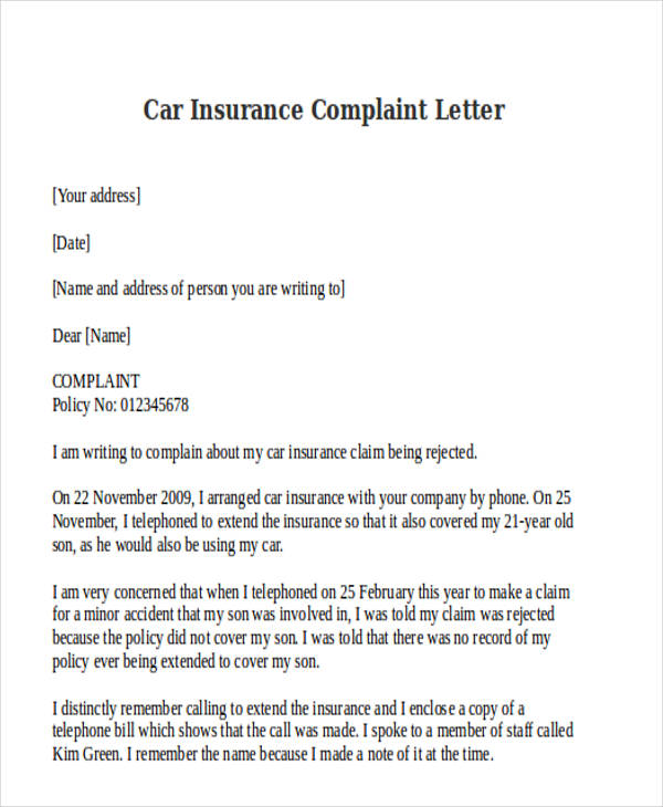 Accident Insurance: Accident Insurance Letter