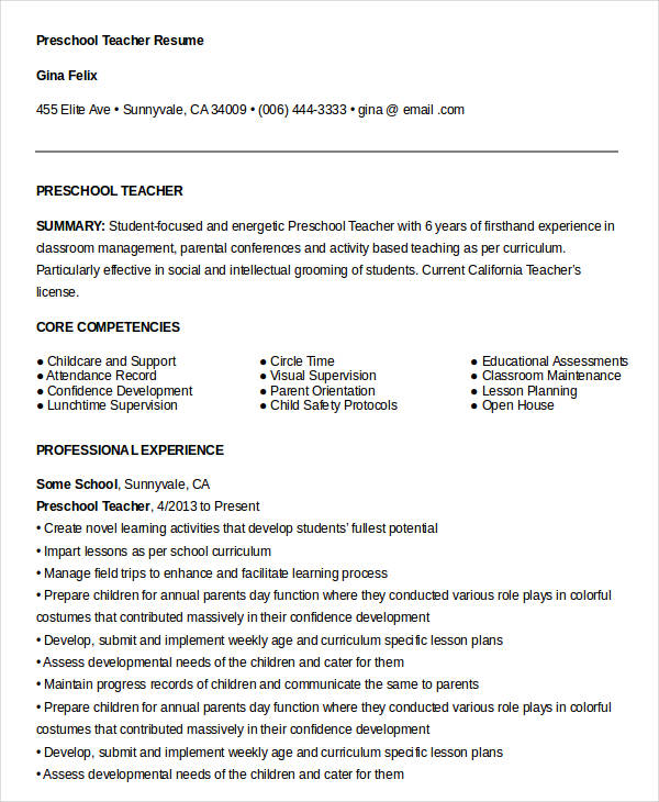 Free Teacher Resume 64  Free Word PDF Documents Download