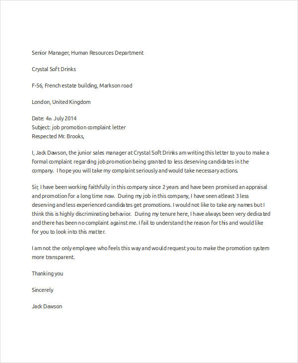 Complaint Letter Sample - 31+ Free Word, PDF Documents Download