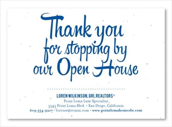 real estate open house thank you card