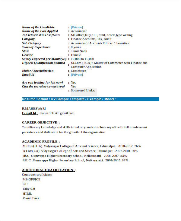 fresher accountant resume format1