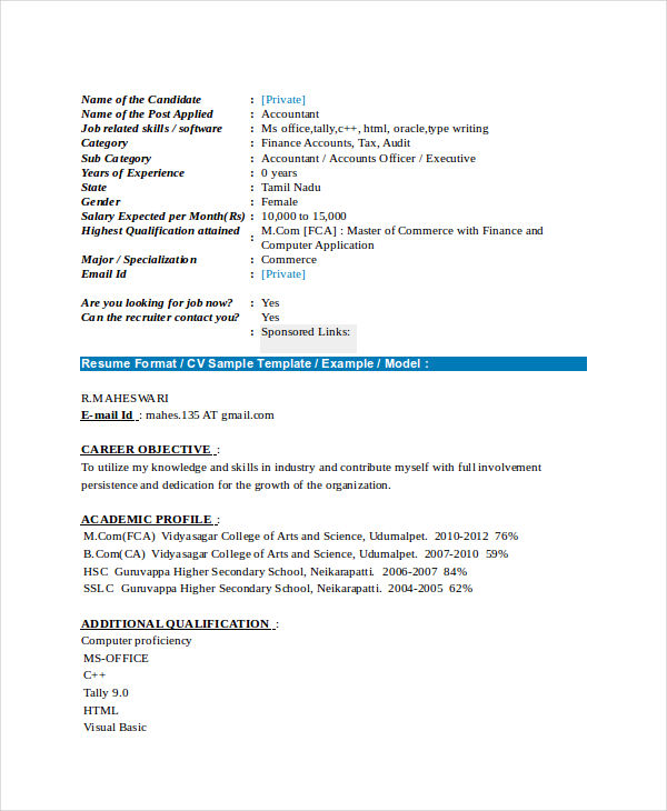 21 Fresher Resume Templates Pdf Doc Free And Premium Templates 5645