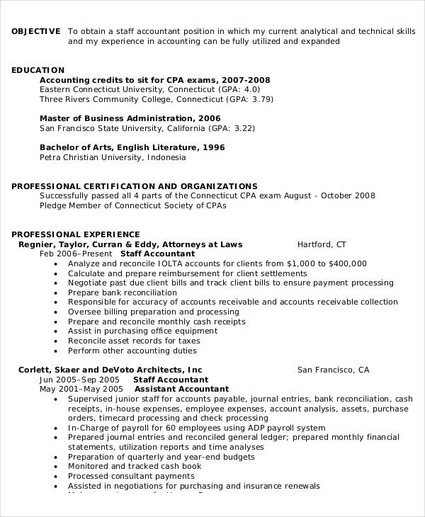 professional accountant resume format