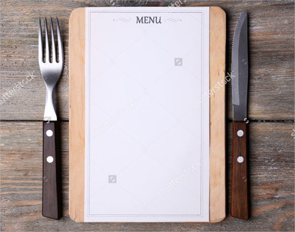 blank menu card template