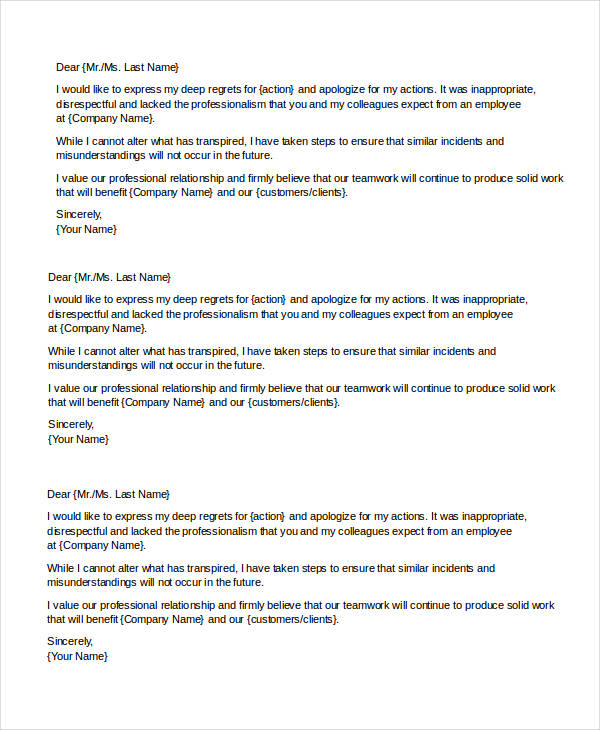 Sample Apology Letter Template - 16+ Free Word, PDF Documents Download