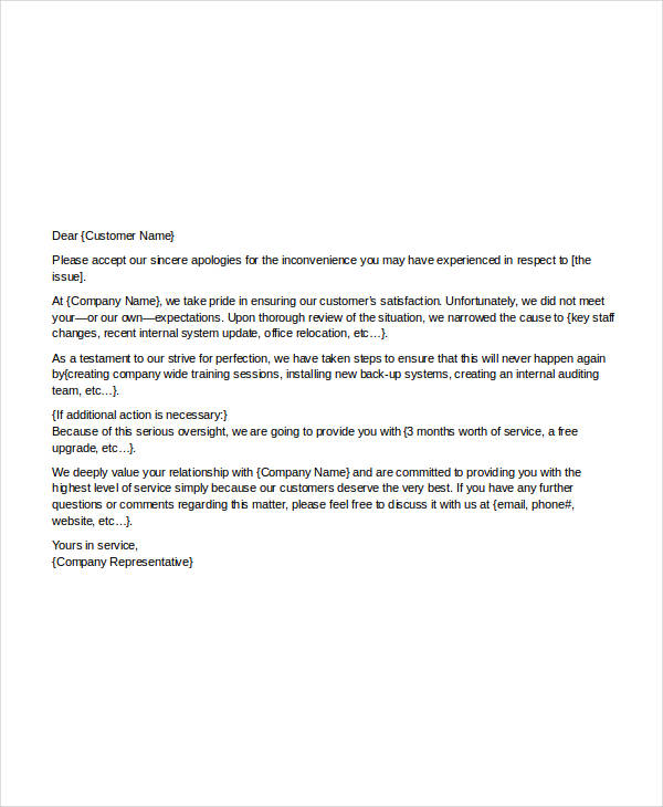 12+ Apology To Customer Letter