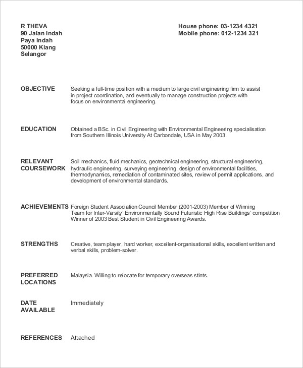 11+ Fresher Resume Samples