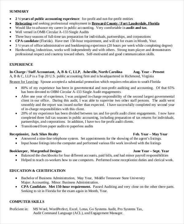 government accountant resume sample