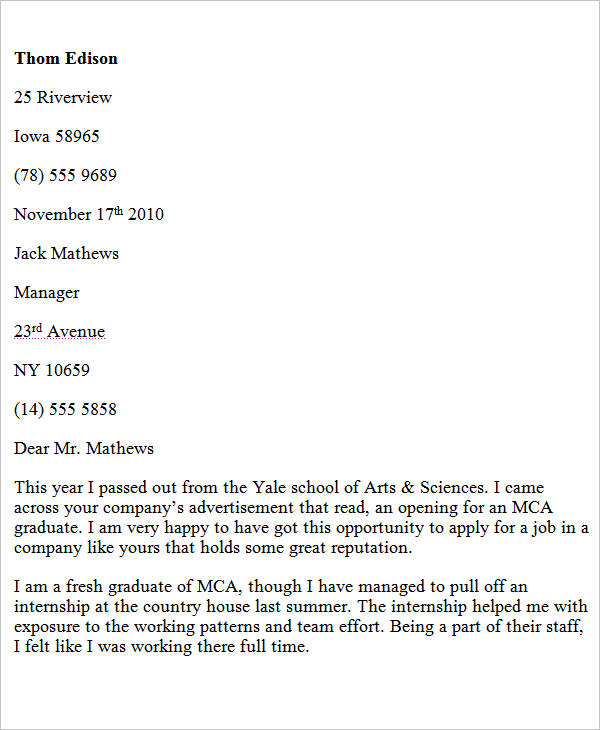 mca fresher resume cover letter1