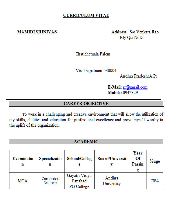 33+ Fresher Resume Templates