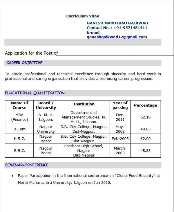 33+ Fresher Resume Templates