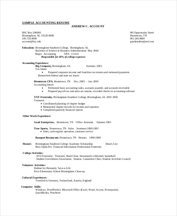 government accountant clerk resume