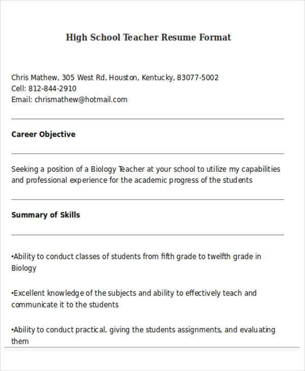 25+ Teacher Resume Templates in Word