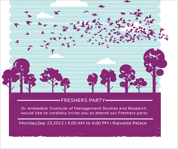 freshers party invitation card