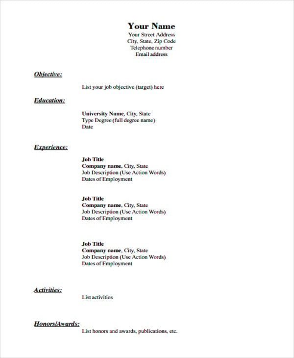 free resume in pdf format