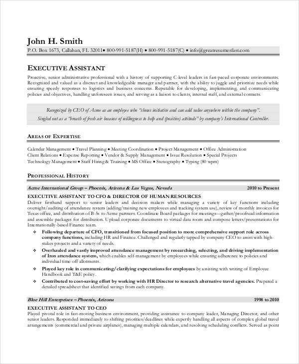 executive assistant resume sample1