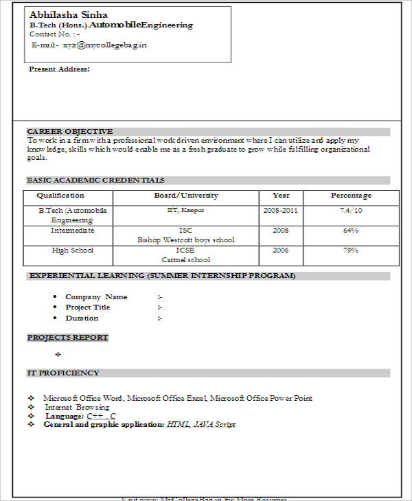 automobile engineering resume format1