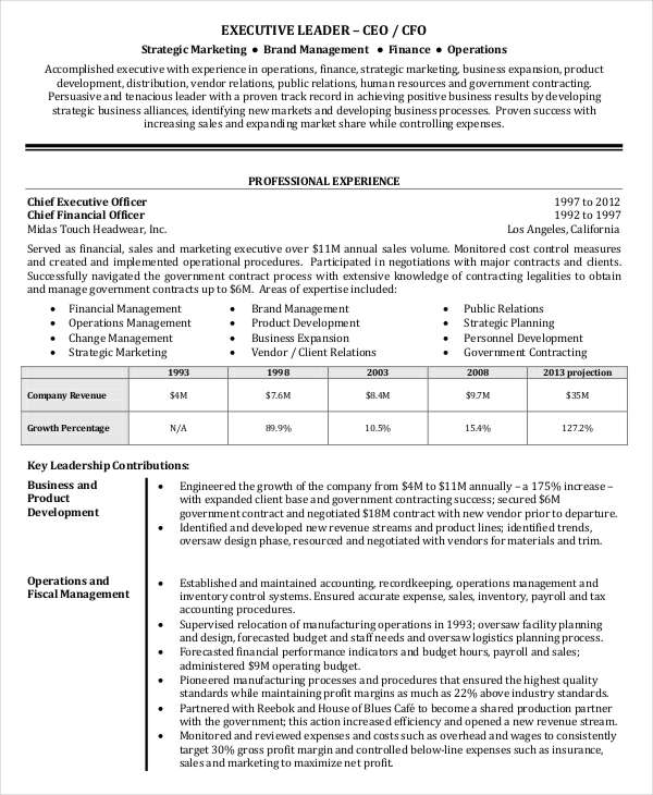 executive level resume format