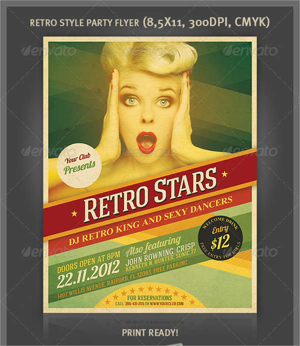 cool retro party flyer