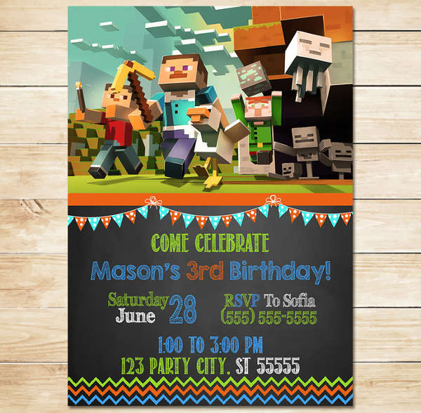 Minecraft Birthday Design Template