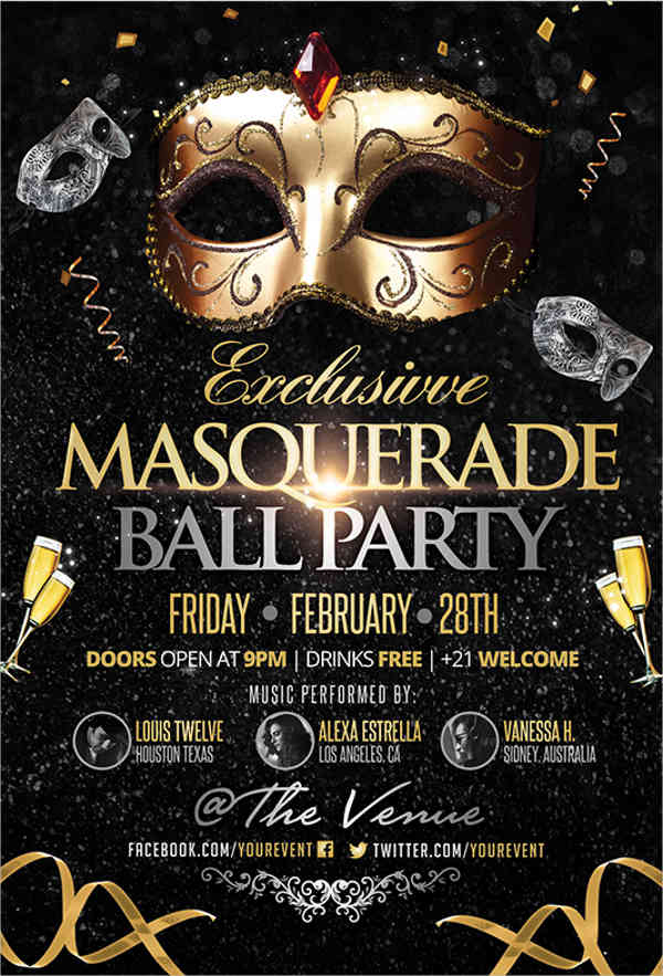 masquerade ball party flyer