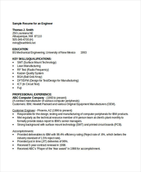 sample-engineering-student-resume