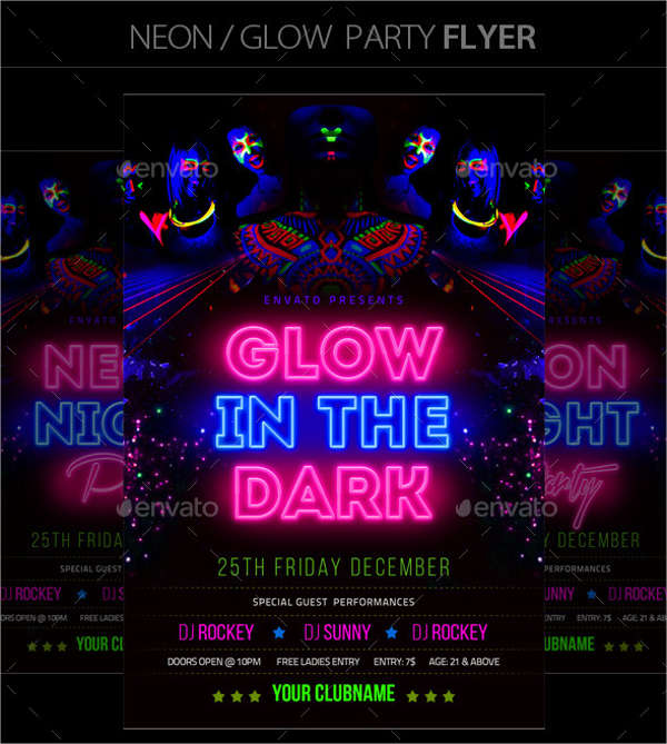 neon glow party flyer