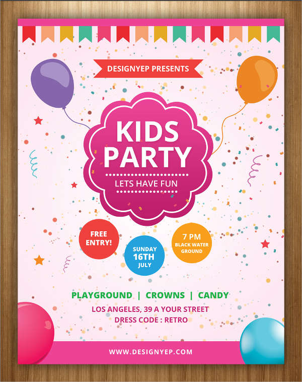 kids birthday party flyer