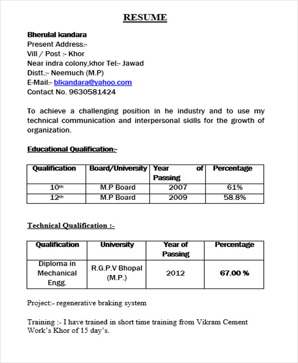 resume-format-for-freshers-diploma-diploma-fresher-resume-format