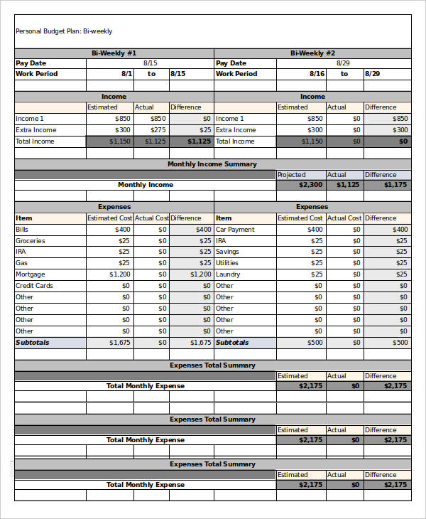 Biweekly Budget Template 8 Free Word Pdf Documents Download Free Premium Templates