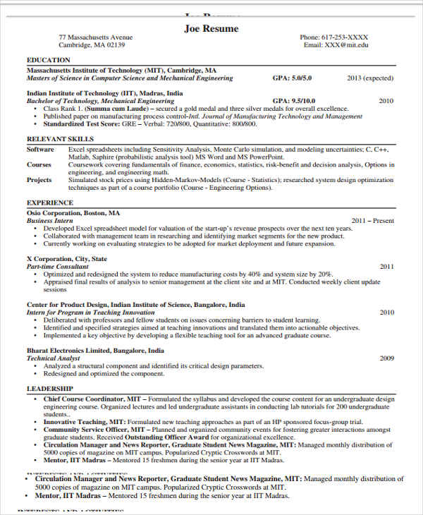 31+ Professional Engineering Resume Templates PDF, DOC