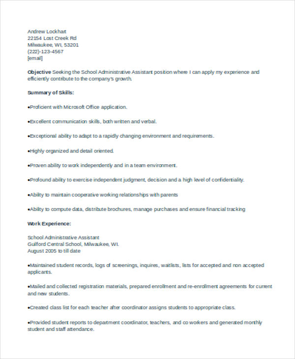 free education resume template
