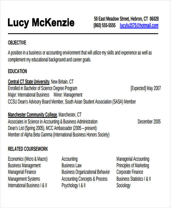 business resume format example