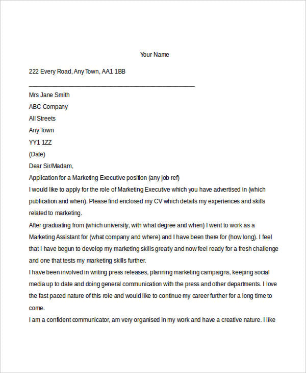 marketing executive resume cover letter