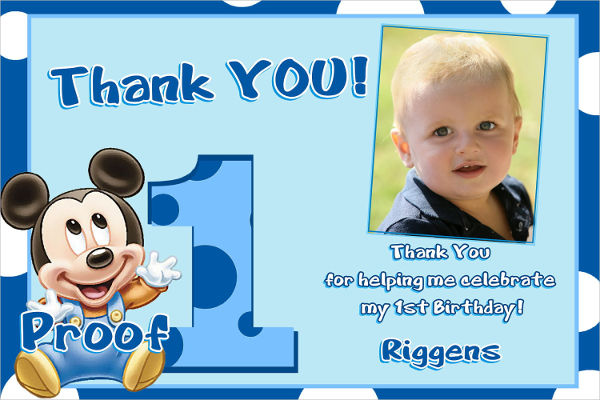 -Mickey Mouse Birthday Thank You Card