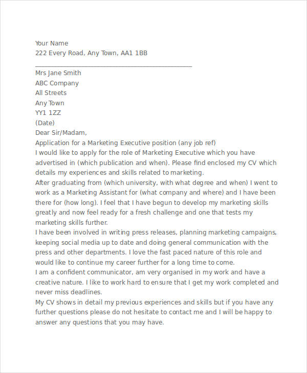 marketing executive resume cover letter1