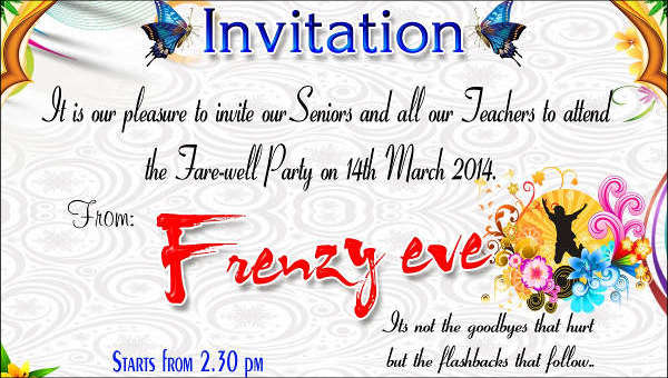 farewell invitation cards designs